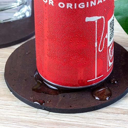 Coasters for Drinks 4 Pcs Cork Vegan Round Edge Sturdy Light Weight Drink Coaster with Holder Table Housewarming Home Kitchen Decor Gift Set for Women Men Brown Color - Image 4
