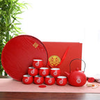 Wedding Supplies, Wedding Tea Set, Chinese Traditional Wedding Decoration Red Tea Set, Kung Fu Tea Set for Wedding Housewarming (Style D) - Image 3