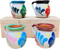 Set of 4 Small Engobe Mug - Small Clay Mug - Authentic Mexican Mugs - Jarito Mexicano - Guelaguetza Designs by Handmade