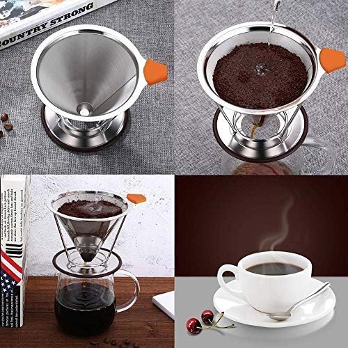 Reusable Stainless Steel Pour Over Coffee Dripper, Removable Cone Filter with Stand for Effortless Brewing - Image 2