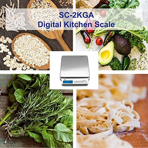 American Weigh Scales SC Series Precision Digital Kitchen Weight Scale with Adapter, Food Measuring Scale, 2kg x 0.1g (Silver), AMW-SC-2KGA - Image 6