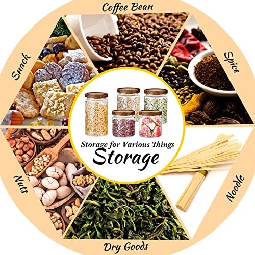 Gerrii 5 Pcs Glass Jar with Wood Lid Food Storage,Clear,Begonia Round - Image 5