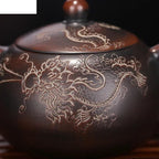 Tea Pots For Loose Tea Chinese Hand-carved Dragon Pattern Teapot, Portable Outdoor Large-capacity Tea Set, Teapot, Tea Set, Coffee Pot, Household Tea Ceremony Supplies Tea Infuser Pot - Image 6