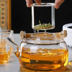 WALFRONT Glass Teapot, Borosilicate Household Teapot with Removable Infuser 1000ml Large Capacity Tea Kettle with Handle for Flower Tea Herbal Family Gatherings - Image 4