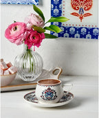 KARACA Nakkas Turkish Coffee Cup Set of 6, (12 Piece) White Cups with Saucers - 3.3 fl oz Small Porcelain Espresso Set - Ideal for Serving Greek, Arabic Coffee - Image 3