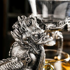 Glass Teapot Set with Infuser Semi Automatic Dragon Tea Set with 6 Small Cups (silver dragon) - Image 2