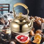 SHINEOFI Stovetop Tea Kettle with Infuser 1.5l Gold Stainless Steel Whistling Teapot for Gas and Induction Stove Top Kitchen Use - Image 7