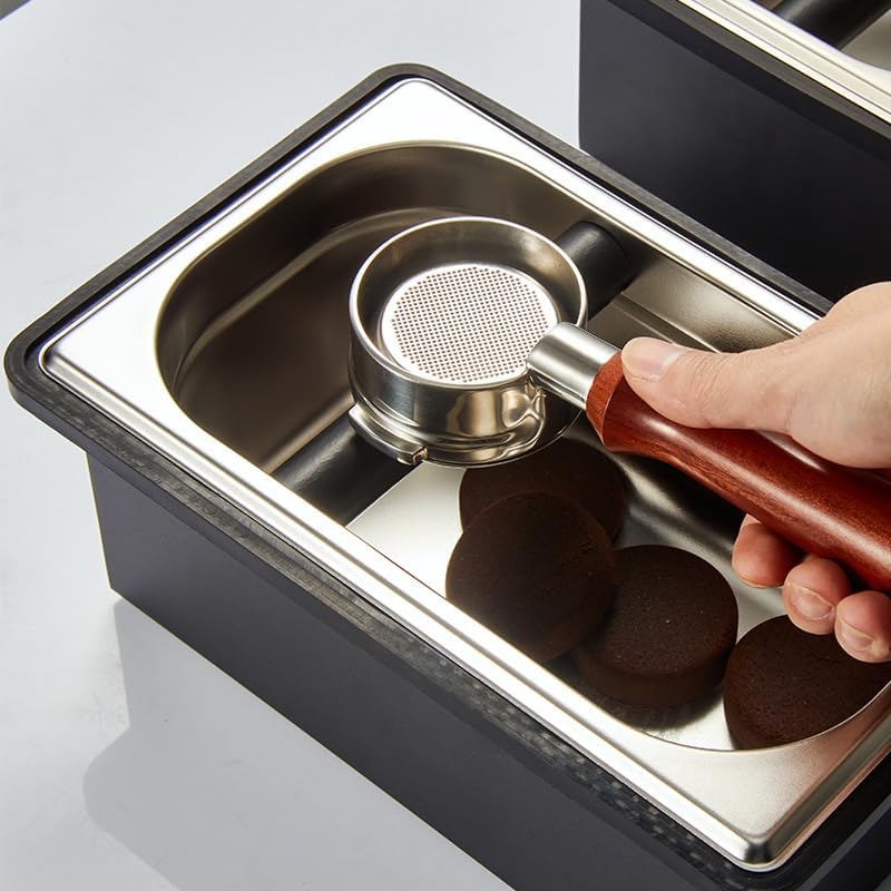 Espresso Coffee Knock Box, Large Coffee Coffee Grounds Knock Box Container Coffee Machine Accessories, Stainless Steel Coffee Bin Grind Knock Out Box with Removable Knock Bar and Non Slip Base - Image 6