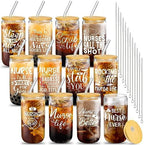 Uiifan 12 Pcs Nurse Gifts for Women 16 oz Can Shaped Glass Cups with Lids and Straw Funny Nurses Week Appreciation Gifts Nurse's Day Gift for Christmas Graduation Birthday School Supplies(Stylish) by Uiifan