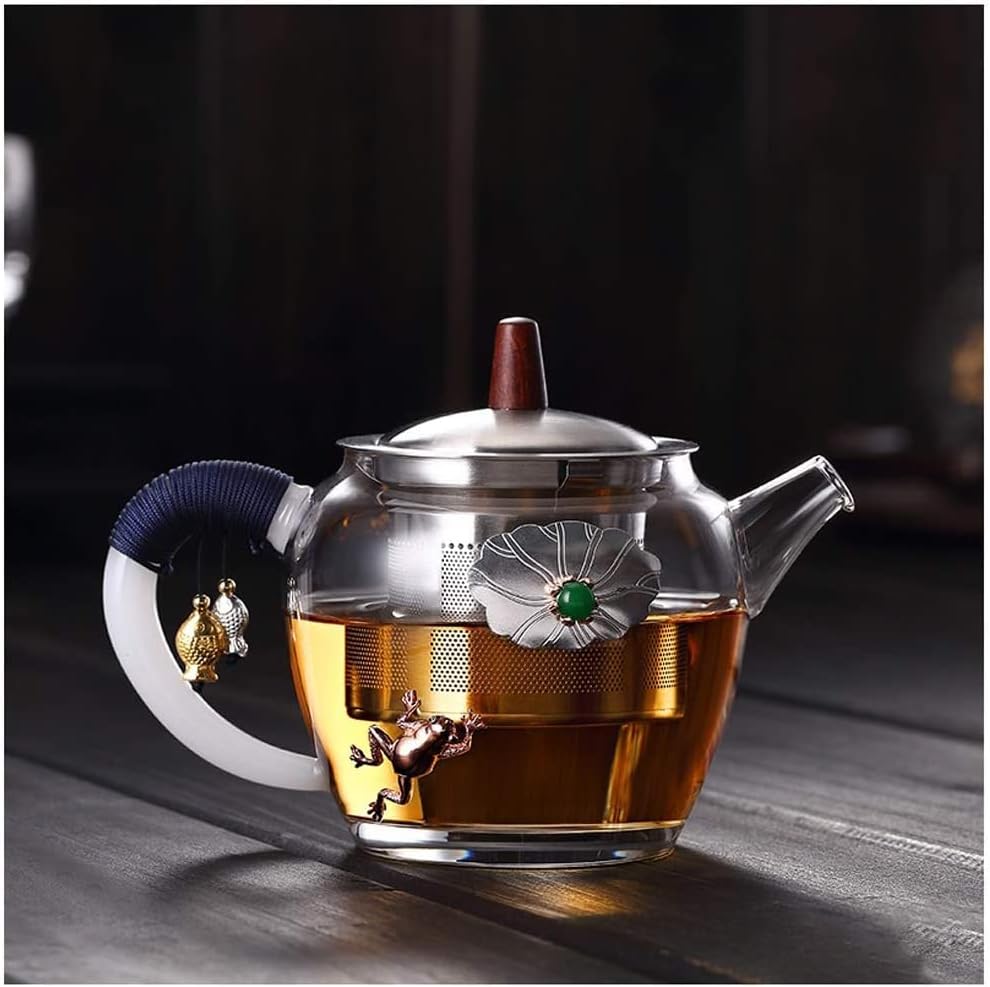 Habiba Tea Kettle Creative Small Teapot Transparent Glass Tea Kettle with Stainless Steel Infuser Hilter, Brewing Container for Home Office Household by Unknown