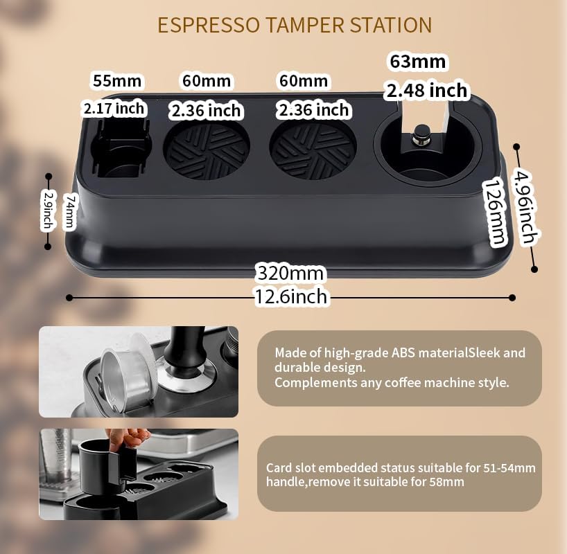 7 Pack Espresso Tamper Station&Coffee Distributor Tamper&Espresso WDT Stirrer&Coffee Tamping&Brush&Coffee Dosing Funnel&Espresso Puck Screen, Espresso Accessories for Bar Home Office (58 mm) - Image 2