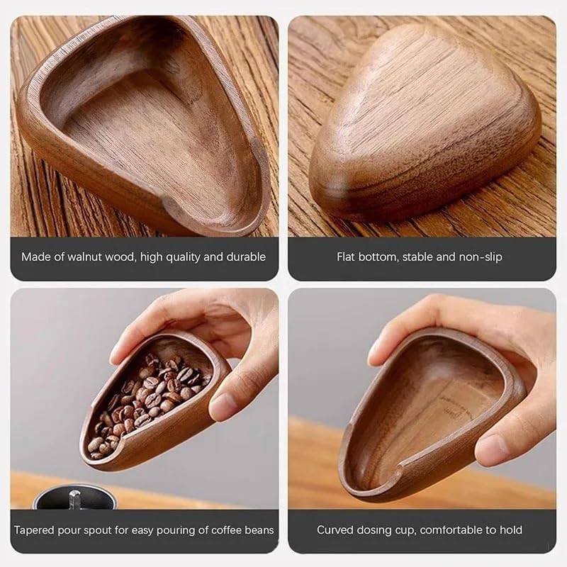Solid Walnut Wood Coffee Bean Dose Tray Measuring Scoop - Image 3