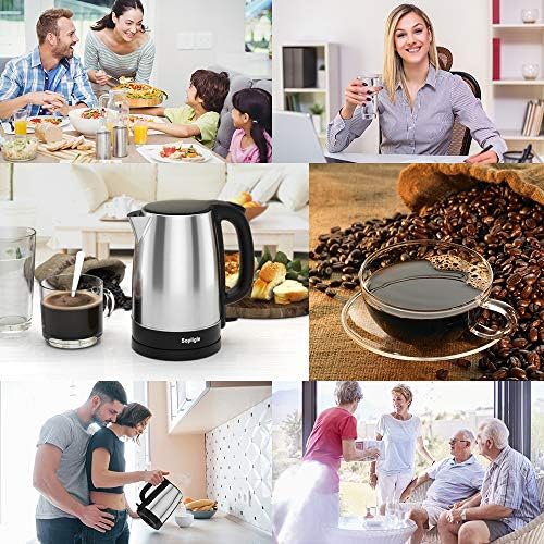 Electric Kettle,Sopligle Stainless Steel BPA-Free Hot Water Boiler, Potable Fast Water Kettle with Auto Shutoff, Boil-Dry Protection, Fast Boiling, 1.7L,1500W (Silver) - Image 7