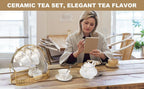 CHENP. HMC Tea Set 23-Piece Porcelain Ceramic Coffee Tea Gift-Included Coffee Holder, Sets Cups Saucer Service for 6 Teapot Sugar Bowl Creamer Pitcher and Teaspoons (WHITE3) - Image 6
