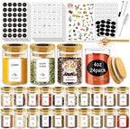 SLifeJars-Spice Jars with Label, 4 oz 24 pcs Spice Containers Glass Jars with Bamboo Lids, Seasoning Containers Bottles, Airtight Empty Glass Jars for Spice Rack,Drawer,Cabinet,Pantry by LockinGoodnessSimplifyYou