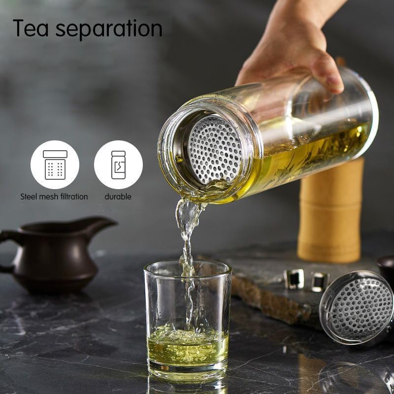 1000ML/33.82oz single-layer glass cup, sealed and leak-proof, with lid, heat-resistant cup cover, storage bottle, drinking set, suitable for holding milk, coffee, beverages, etc - Image 7