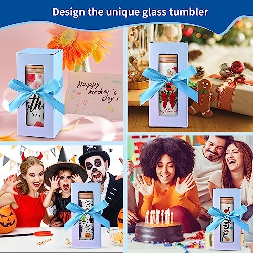 16oz Clear Sublimation Glass Tumbler with Bamboo Lid & Straw, 8-Pack - Image 3