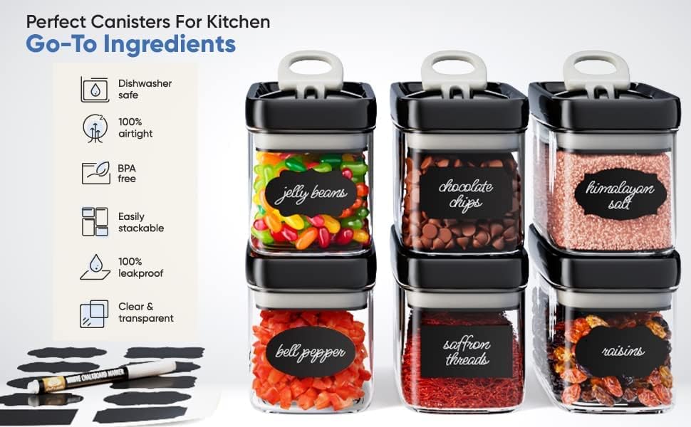 Chef's Path - Airtight Storage Boxes Set - 10 Labels and Markers - Kitchen and Pantry Storage - BPA Free - Plastic Storage Boxes with Upgraded Lids (6 Pieces - 1.5L) - Image 2