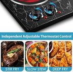 CUSIMAX Double Burner Electric Hot Plate for Cooking, 1800W, Black Marble - Image 4
