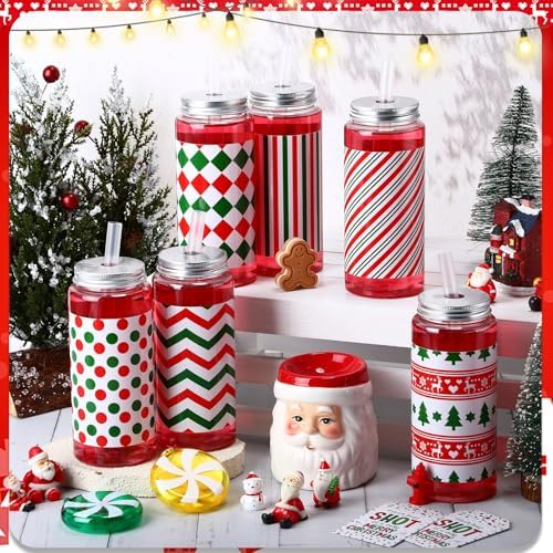 Skylety 30 Pcs Christmas Plastic Cups with Lids Straws 13.5 Oz, Cute - Image 4