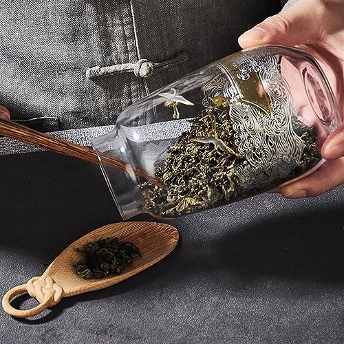 Tea Tin Loose Leaf Tea Canister Household Storage Jar Glass Empty Jar Wooden Lid Tea Storage Sealed Jar Loose Tea Storage Containers - Image 6