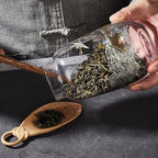 Tea Tin Loose Leaf Tea Canister Household Storage Jar Glass Empty Jar Wooden Lid Tea Storage Sealed Jar Loose Tea Storage Containers - Image 6