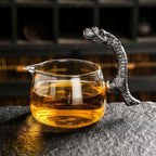 Glass Teapot Set with Infuser Semi Automatic Dragon Tea Set with 6 Small Cups (silver dragon) - Image 4