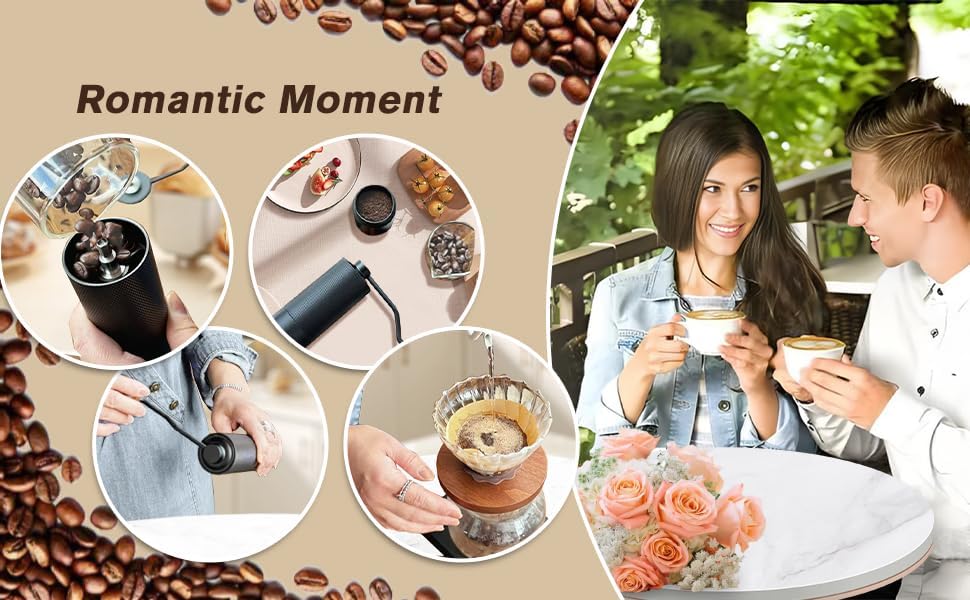 Manual Coffee Bean Grinder with Adjustable Coarseness, CNC Stainless Steel Conical Burr 6 Core, Portable Hand Coffee Bean Mill For Home Use and Camping Travel Black - Image 4