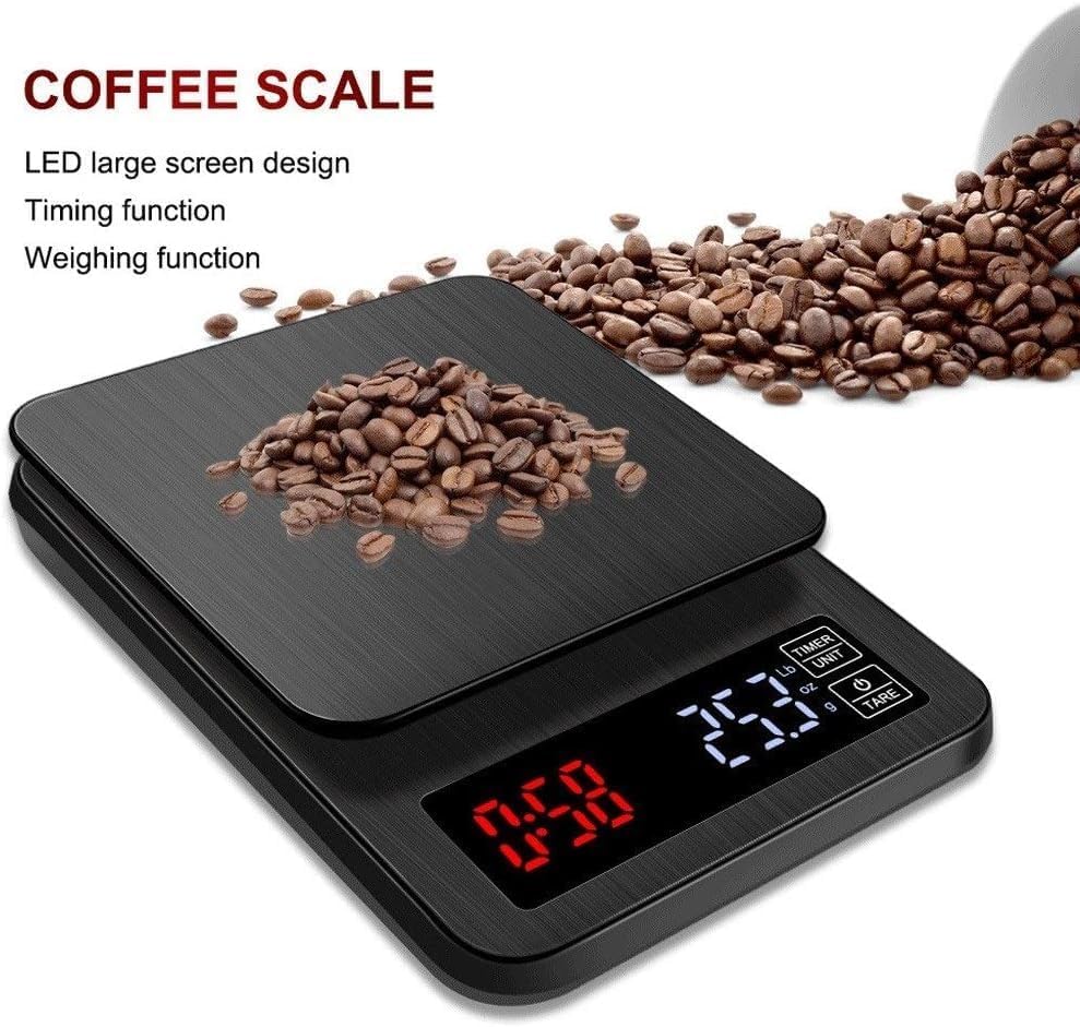 Electronic Scale - Digital Kitchen Scale Coffee Scale Suitable for Jewelry Weighing with Timing Electronic Kitchen Scale (Black 10kg/1g) - Image 4