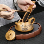Tea Pots For Loose Tea 200ml Handmade Landscape Painting Teapot Purple Clay Pot Chinese Tea Set Drinking Set Household Decorative Teapot Tea Infuser Pot - Image 5