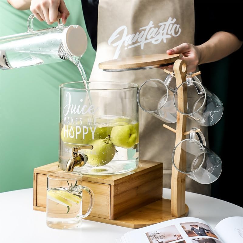 Water Pitcher Glass Fruit Juice Beverage Pot Set Cold Kettle Household Cold Water jug ​​Cup with Faucet Large Capacity high Temperature Resistance Water Jug - Image 5