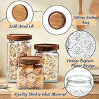 Gerrii 5 Pcs Glass Jar with Wood Lid Food Storage,Clear,Begonia Square - Image 3