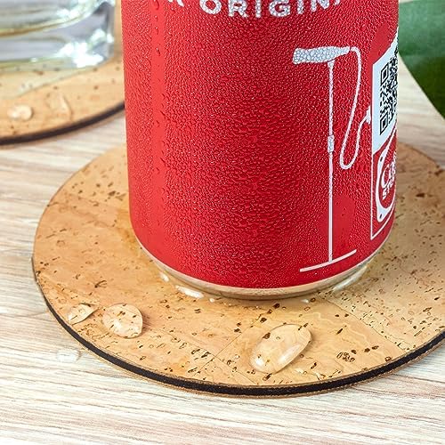 Coasters for Drinks 4 Pcs Cork Vegan Round Edge Sturdy Light Weight Drink Coaster with Holder Table Housewarming Home Kitchen Decor Gift Set for Women Men (Natural) - Image 4