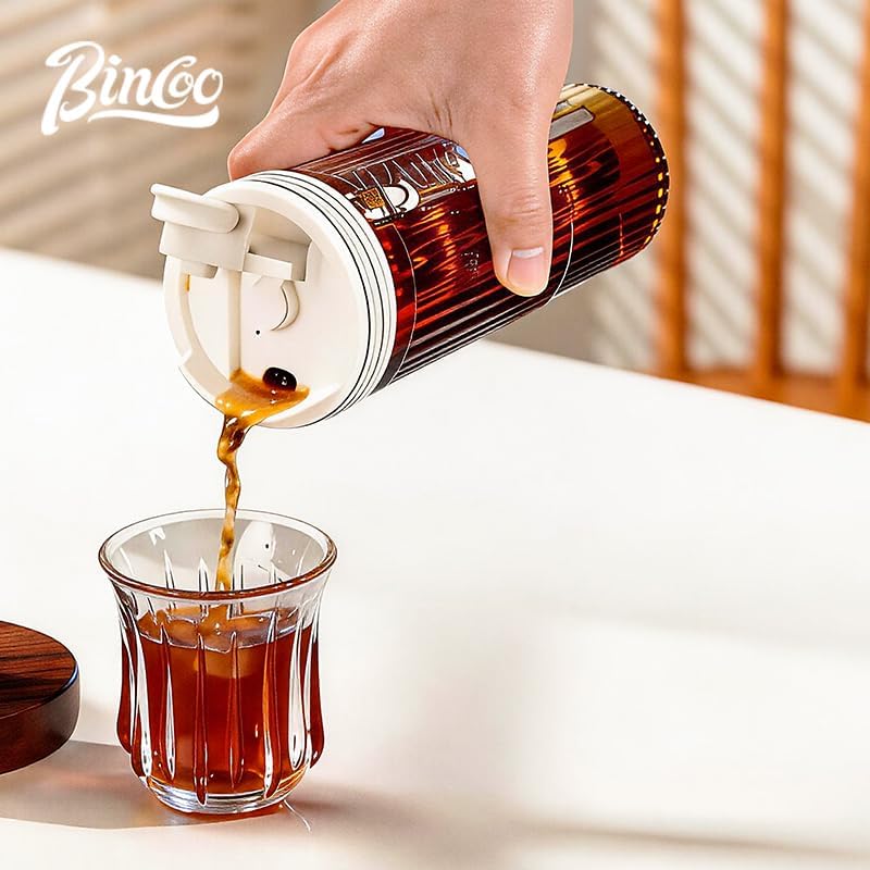 Bincoo Cold Brew Coffee Maker, Premium High Borosilicate Glass Cold Brew Cup, 400 Mesh Filter & Independent Coffee Channel, 600ml, Black/White (Black) - Image 7