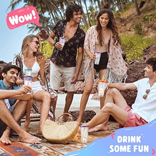 Meoky Color Changing Cold Cups with Lids and Straws - 10 Pack 24 oz Plastic Cute Tumblers Bulk, Reusable for Kids Women Party, Iced Coffee(Swirl) - Image 4