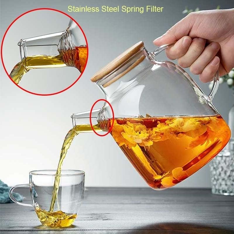 Tea Pot 1L/1.6L Large Capacity Heat-resistant Glass Teapot Flower Teapot Transparent Glass Juice Container Large Teapot Teapot for Infuser (Color : 1000ML) - Image 3