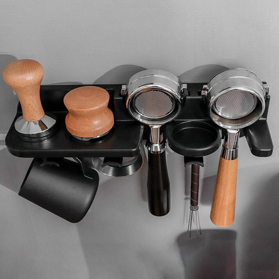 Espresso Portafilter Holder Organizer Wall Mounted Classical Organizer for Portafilter and Coffee Distributor and Press Tamper Storage Wall,Dural Retro Classical Style Baristas Storage - Image 2
