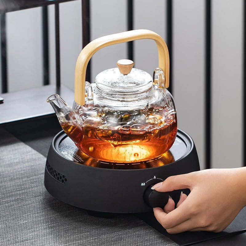 WALFRONT Glass Teapot, Borosilicate Household Teapot with Removable Infuser 1000ml Large Capacity Tea Kettle with Handle for Flower Tea Herbal Family Gatherings - Image 2