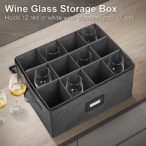Mayniu Stemware Storage Cases 2 Pack, Wine Glass Storage Box with Dividers - Image 2