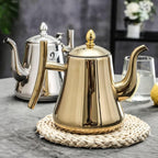 Tea Pot 1.5L Household Large Capacity Stainless Steel Teapot with Filter Home Kitchen Kettle Cool Kettle Gold/Silver Teapot for Infuser (Color : B, Size : 1.5L) - Image 6