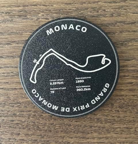 Formula 1 Racing Circuit Coaster Set with Holder, Cork Bottom, Monaco Silverstone Austin Catalunya Monza Track Design, Motorsport Fan Gift, Desk Decor - Image 7