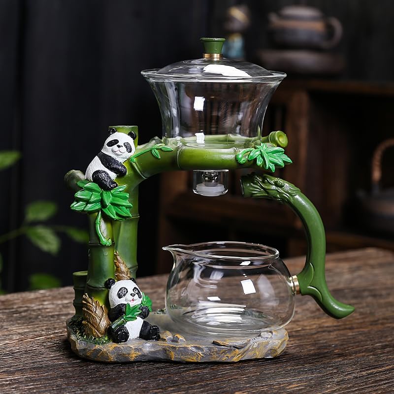 Magnetic TeaPot Automatic Drip Glass Teapots Lazy Kungfu Tea Infuser Panda Heat-Resistant Tea Maker Set - Image 2