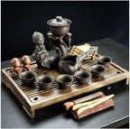 Chinese Gongfu Tea Set - Ceramic Teapot with Cups and Saucer, Includes Buddha Statue - Complete Tea Brewing Set for Home and Tea Ceremonies by Unknown