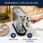De'Longhi Dedica Espresso Machine, 15-Bar Pump, Frother, Stainless Steel - Image 4