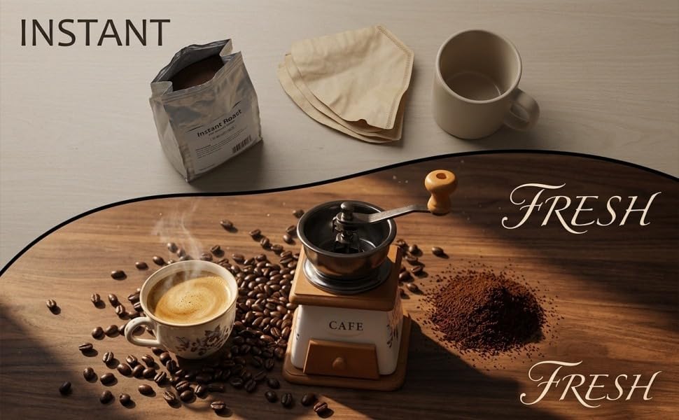Manual Vintage Ceramic Burr Coffee Grinder with Wooden Base and Drawer, Mini Coffee Grinder with Stainless Steel Bowl, Floral Cafe Pattern, Hand Crank, For Home Kitchen, Travel, Office - Image 3