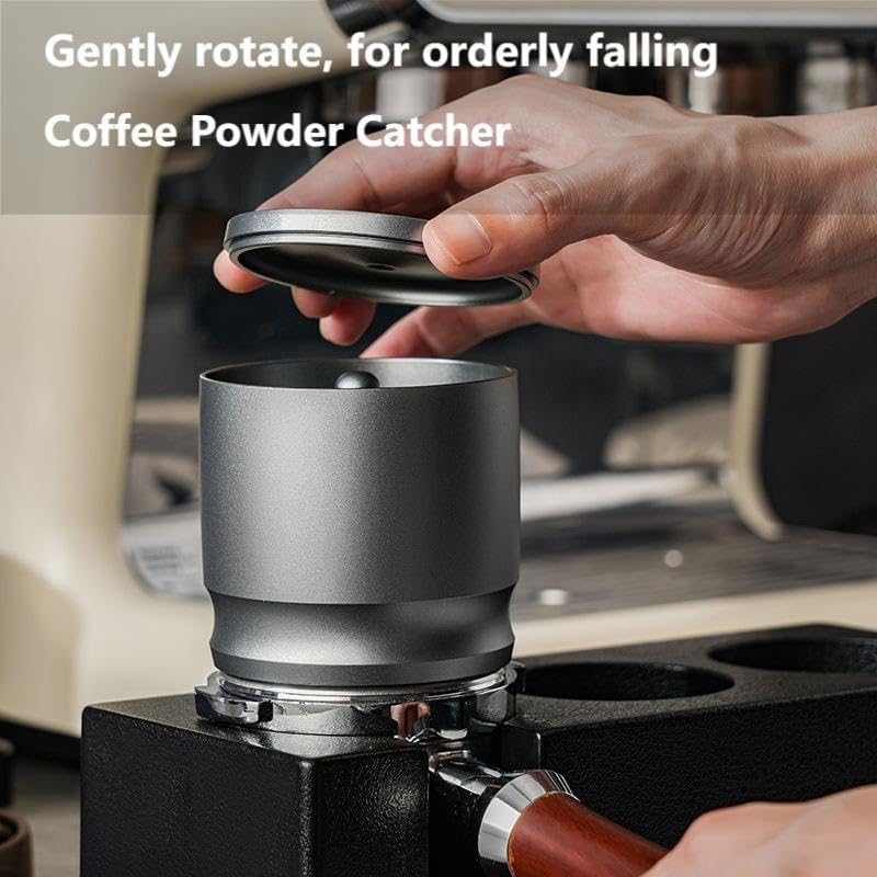58MM Aluminum Alloy Coffee Powder Catcher With Lid - Anti-Spill Distribution Cup For Coffee Grinders & Portafilters, Home Barista Tool(Black) - Image 2