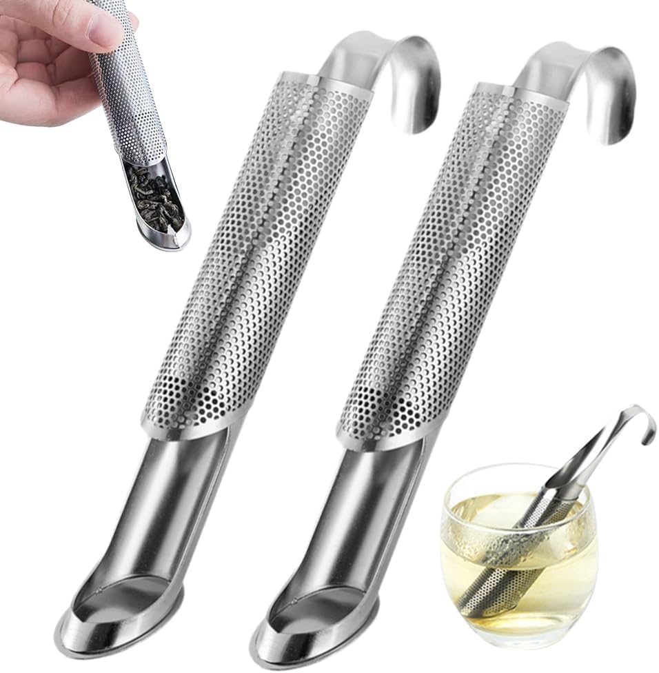 2-Pack Stainless Steel Tea Infuser with Fine Mesh – Long Handle Loose Tea Strainer, Upgraded Pipe Design for Easy Brewing & Cleaning, Durable Tea Filter for Cup or Pot(2 Pcs) by Unknown