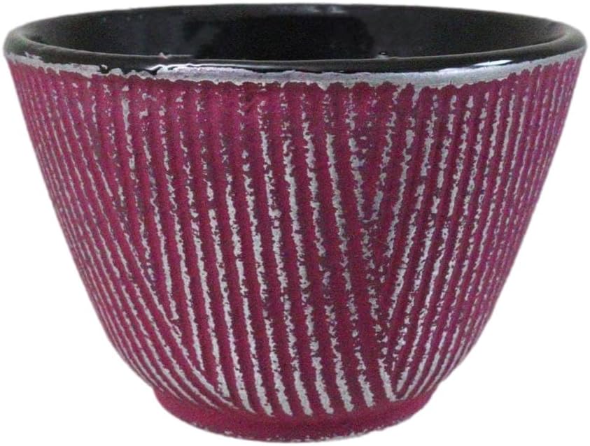 Ebros Gift Pack Of 4 Japanese Traditional Tetsubin Style Textured Surface Cast Iron Tea Cups Teacups Drinkware Tea Service Far East Decorative Accent (Magenta With Silver Hues) by EbrosGift