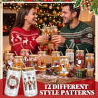 Teenyyou 12 Sets of Christmas Glasses Cups with Bamboo Lid and Glass Straw 16 oz Red and Black Plaid Christmas Glass Jar Drinking Cups Wreath Santa Coffee Cup for Women Men Xmas Holiday Party Gifts - Image 5