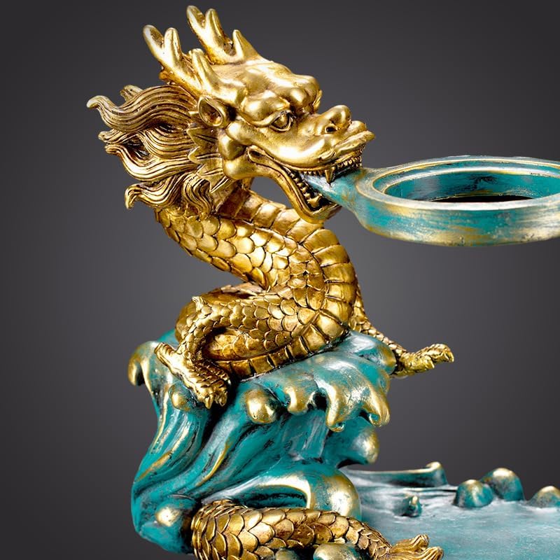 Glass Teapot Set Tea Maker with Infuser Semi Automatic Drip Rotating Cover Bowl Lazy Tea Set (Dragon, Teapot set) - Image 4